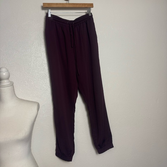 Tobi Burgundy Pull On Jogger Satin Pants - Picture 1 of 9